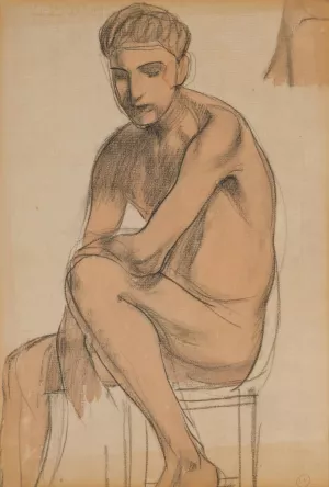Seated boy by Kuzma Petrov-Vodkin Oil Painting