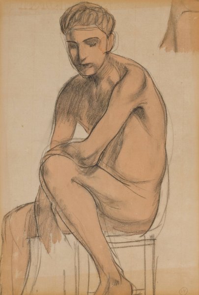 Main Product Photo of Seated boy Painting by Kuzma Petrov-Vodkin