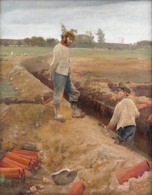 Drain Diggers by L.A. Ring Oil Painting