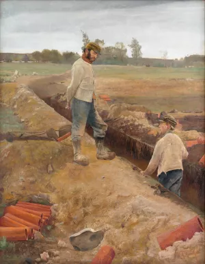 Drain Diggers by L.A. Ring Oil Painting