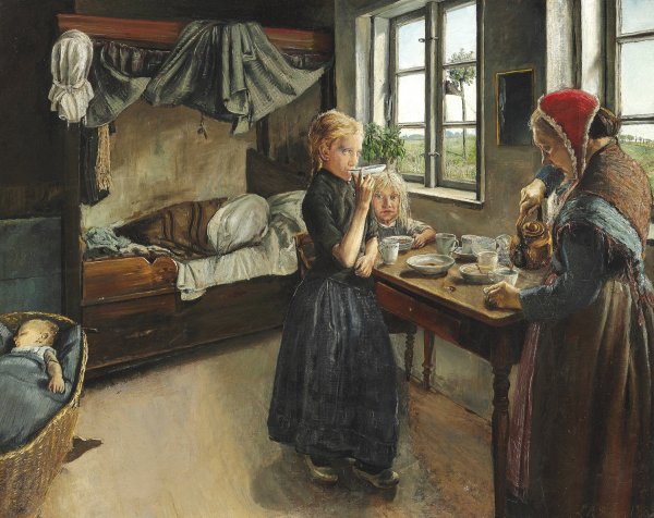 Interior fra Landsbyen Ring  by L.A. Ring - Hand-Painted Oil Painting Reproduction