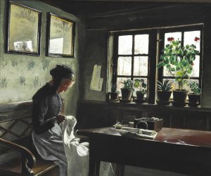 Interior med syende kone by L.A. Ring Oil Painting