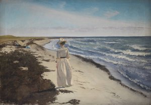 Lady at Karrebaeksminde Beach, Zealand by L.A. Ring Oil Painting