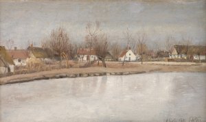 The Village Pond at Ring, Zealand by L.A. Ring Oil Painting