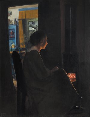 Twilight. The Artist's Wife by L.A. Ring Oil Painting