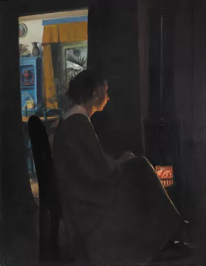 Twilight. The Artist's Wife by L.A. Ring Oil Painting