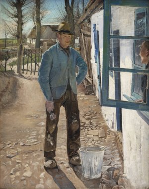 Whitewashing the Old House by L.A. Ring Oil Painting