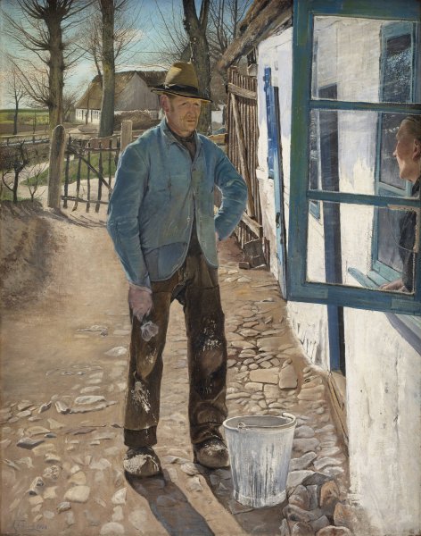 Whitewashing the Old House  by L.A. Ring - Hand-Painted Oil Painting Reproduction