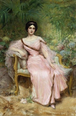 Portrait Of Suzanne Hudelo, Nee Armand, Sitting In A Greenhouse by Leon Francois Comerre Oil Painting