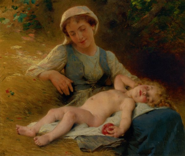 Main Product Photo of Fast Asleep Painting by Leon Bazile Perrault
