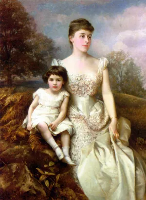 Portrait of Mrs. Drury Percy Wormald and Her Son by Leon Bazile Perrault - Oil Painting Reproduction