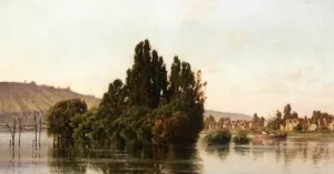 Steamboat on a River by Leon Joubert Oil Painting