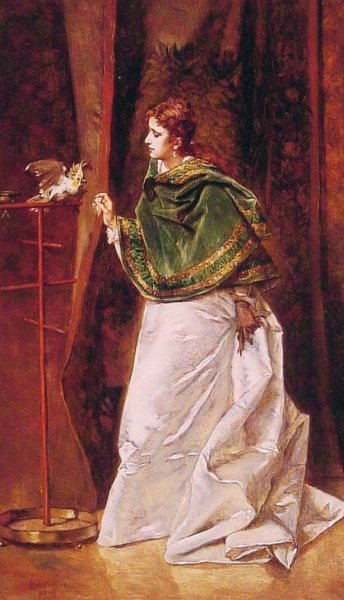 Main Product Photo of Feeding Her Favorite Pet Painting by Ladislaus Bakalowicz