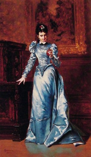 Her Fiance's Portrait Oil painting by Ladislaus Bakalowicz