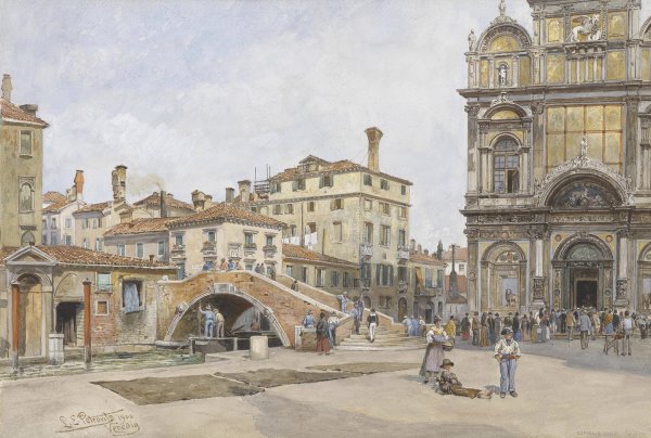 Venezia Sucola grande di San Marco  by Ladislaus Eugen Petrovits - Hand-Painted Oil Painting Reproduction