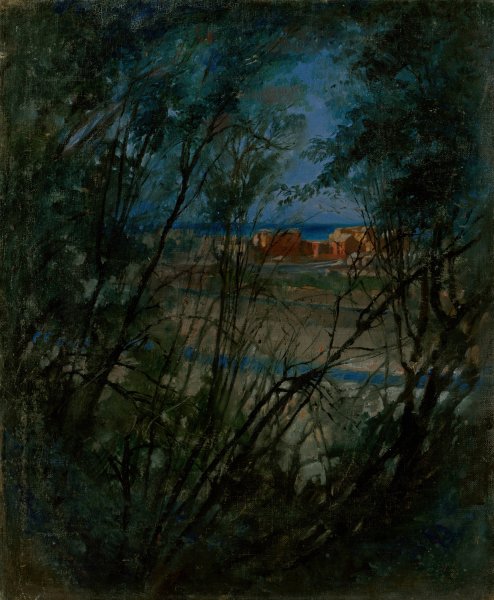 Blue Landscape  by Ladislav Mednyanszky - Hand-Painted Oil Painting Reproduction