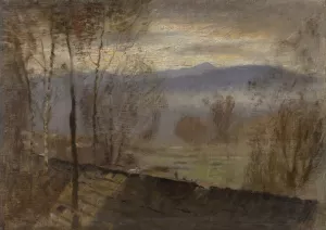 Early Evening Landscape with a River by Ladislav Mednyanszky Oil Painting