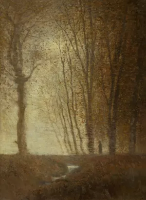 Edge of the Forest in the Moonlight by Ladislav Mednyanszky Oil Painting