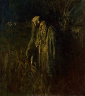 End of Life. Elderly Couple at Night by Ladislav Mednyanszky Oil Painting