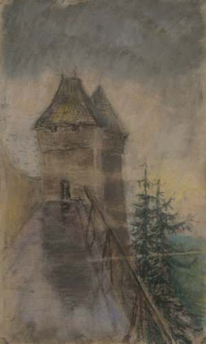 Entrance to the castle by Ladislav Mednyanszky Oil Painting