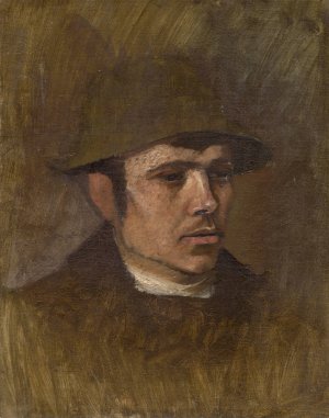 Head of a Worker in a Hat by Ladislav Mednyanszky Oil Painting