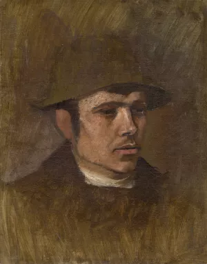 Head of a Worker in a Hat by Ladislav Mednyanszky Oil Painting
