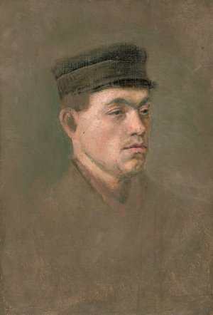 Head Study of a Craftsboy by Ladislav Mednyanszky Oil Painting