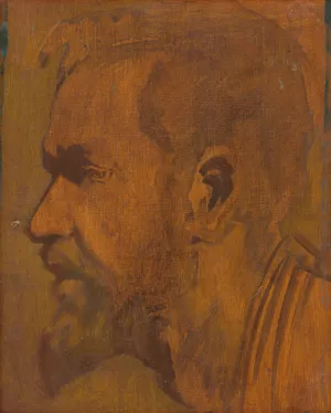 Head Study of a Thinker by Ladislav Mednyanszky Oil Painting