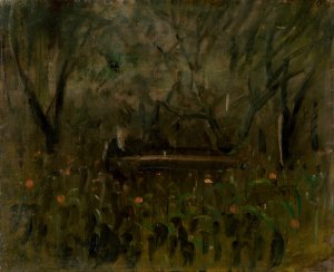 In the Garden at the Table by Ladislav Mednyanszky Oil Painting