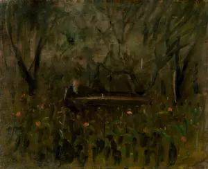 In the Garden at the Table by Ladislav Mednyanszky Oil Painting