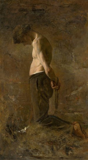 Kneeling Convict by Ladislav Mednyanszky Oil Painting