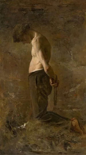 Kneeling Convict by Ladislav Mednyanszky Oil Painting
