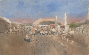 Market in Szolnok Oil painting by Ladislav Mednyanszky
