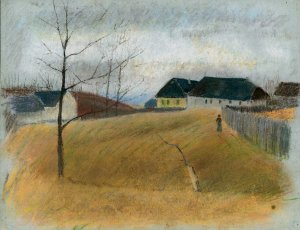 Na konci dediny by Ladislav Mednyanszky Oil Painting