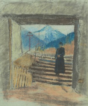 Out of Cemetery by Ladislav Mednyanszky Oil Painting