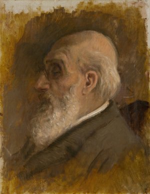Painter's Father Profile with Pince-nez by Ladislav Mednyanszky Oil Painting
