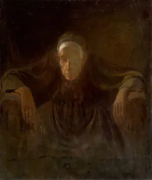 Study of an Old Woman by Ladislav Mednyanszky Oil Painting