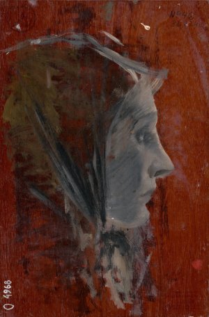 Study of Female Head from Profile by Ladislav Mednyanszky Oil Painting
