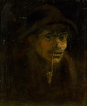 Tramp with a Pipe by Ladislav Mednyanszky Oil Painting