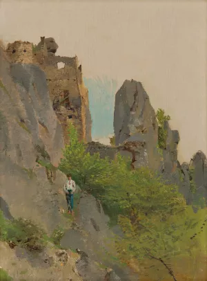 View of the Ruins of Suľov by Ladislav Mednyanszky Oil Painting