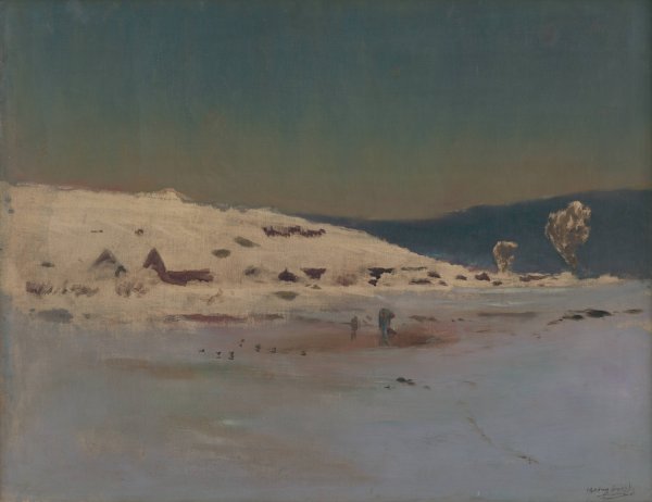 Winter Landscape  by Ladislav Mednyanszky - Hand-Painted Oil Painting Reproduction
