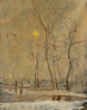 Winter Sun in a Landscape with a Brook. Motif from Strazky by Ladislav Mednyanszky Oil Painting