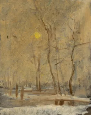 Winter Sun in a Landscape with a Brook. Motif from Strazky by Ladislav Mednyanszky Oil Painting