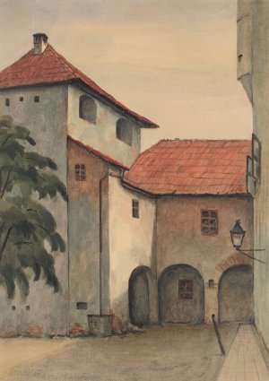 Courtyard in Zvolen by Ladislav Treskon Oil Painting