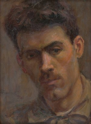 Head Study of a Man by Ladislav Treskon Oil Painting