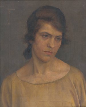 Portrait of a Woman by Ladislav Treskon Oil Painting