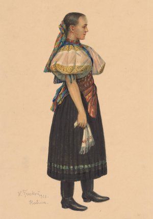 Study of a Woman from Habina by Ladislav Treskon Oil Painting
