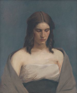 Study of a Woman by Ladislav Treskon Oil Painting