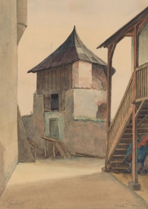 Zvolen Castle Bastion by Ladislav Treskon Oil Painting