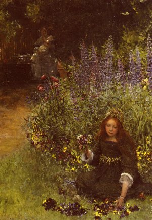 Gathering Pansies Oil painting by Laura Teresa Alma-Tadema